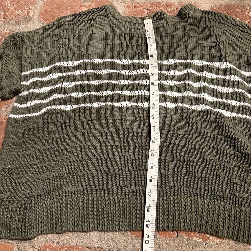 Cabi  Scout Pullover Med Green Striped Open Knit Long Sleeve Oversized sweater - Picture 14 of 16